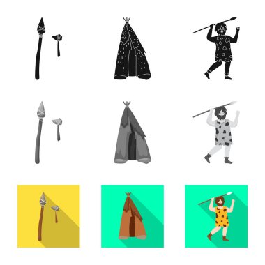 Evrim ve neolitik sembolün vektör illüstrasyonu. Evrim ve ilkel stok vektör illüstrasyon koleksiyonu.