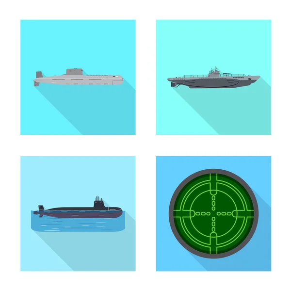 Objeto aislado de signo militar y nuclear. Conjunto de símbolos militares y de stock de barcos para web . — Vector de stock