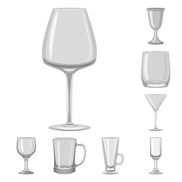 Vektor illustration av kapacitet och glas skylt. Uppsättning av kapacitet och restaurang Stock vektor illustration. — Stock vektor