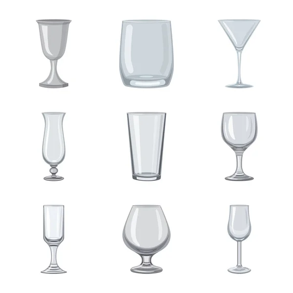 Illustration vectorielle des plats et signe du récipient. Ensemble de vaisselle et de verre stock symbole pour la toile . — Image vectorielle