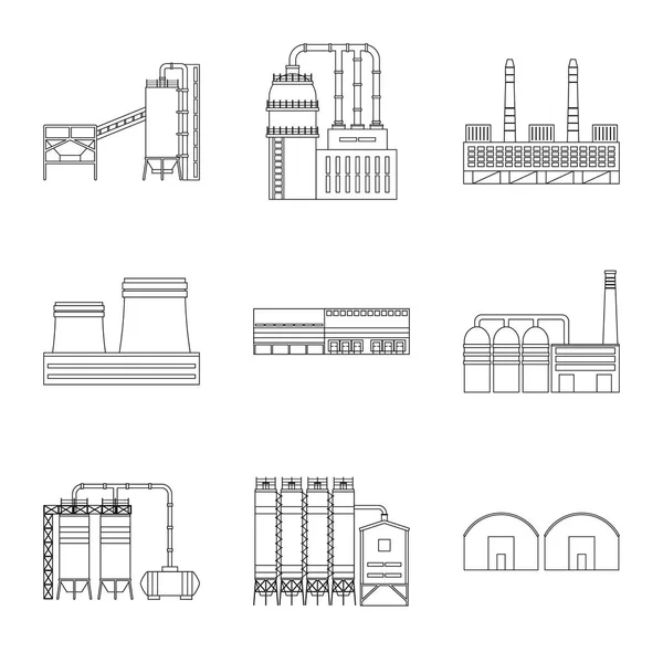 Oggetto isolato di produzione e segno aziendale. Set di fabbricazione e struttura stock simbolo per il web . — Vettoriale Stock