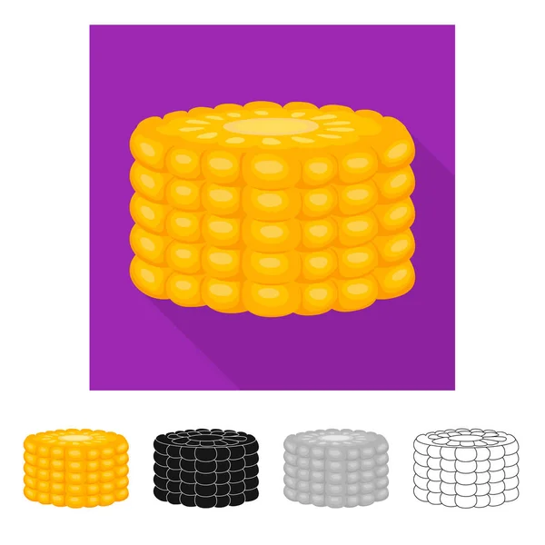 Geïsoleerd object van maïs en stuk symbool. Set van maïs en zaad voorraad symbool voor web. — Stockvector