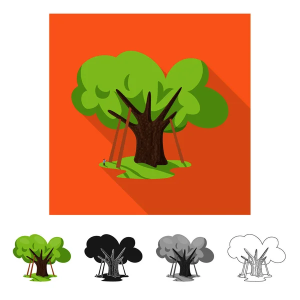 Μεμονωμένο αντικείμενο του σημείου βελανιδιάς και δέντρου. Σύνολο συμβόλων βελανιδιάς και δασικών αποθεμάτων για το Web. — Διανυσματικό Αρχείο