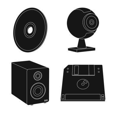 Dizüstü bilgisayar ve aygıt işareti vektör tasarımı. Dizüstü bilgisayar ve sunucu hisse senedi vektör çizim topluluğu.