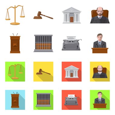 Hukuk ve avukat logo vektör Illustration. Hisse senedi için hukuk ve adalet vektör simge kümesi.