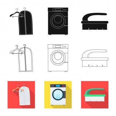 Çamaşırhane ve temiz logo vektör çizimi. Çamaşırhane ve giyim koleksiyonu vektör hisse senedi simgesi.