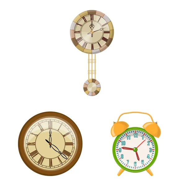Ilustración vectorial del reloj y el icono de tiempo. Colección de reloj y círculo icono vectorial para stock . — Archivo Imágenes Vectoriales