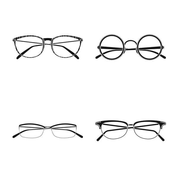 Vektorové ilustrace brýle a rámečku symbolu. Sada brýle a příslušenství skladem vektorové ilustrace. — Stockový vektor
