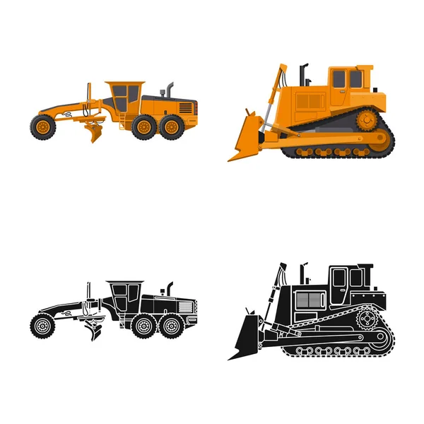 Diseño vectorial del icono de construcción y construcción. Conjunto de icono de vector de construcción y maquinaria para stock . — Archivo Imágenes Vectoriales