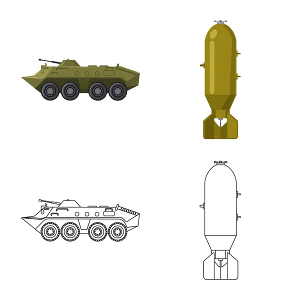 Изолированный предмет оружия и символ оружия. Набор векторной иллюстрации оружия и армейского запаса . — стоковый вектор