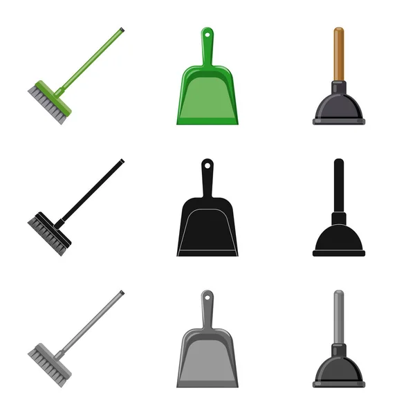 Ilustración vectorial del letrero de limpieza y servicio. Juego de limpieza y símbolo de stock doméstico para web . — Vector de stock