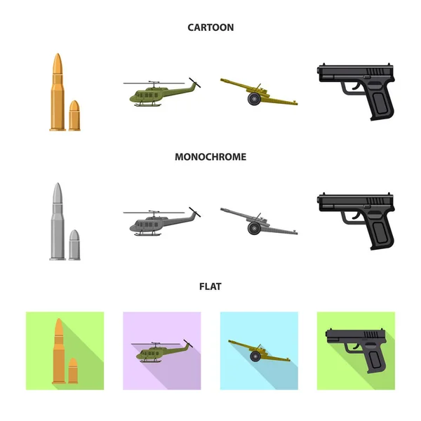 Векторная иллюстрация оружия и символа оружия. Коллекция оружия и армейского инвентаря . — стоковый вектор