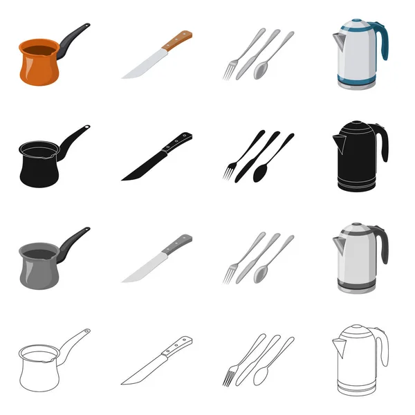 Diseño vectorial de la cocina y el símbolo de cocinar. Colección de ilustración de vectores de cocina y electrodomésticos . — Vector de stock