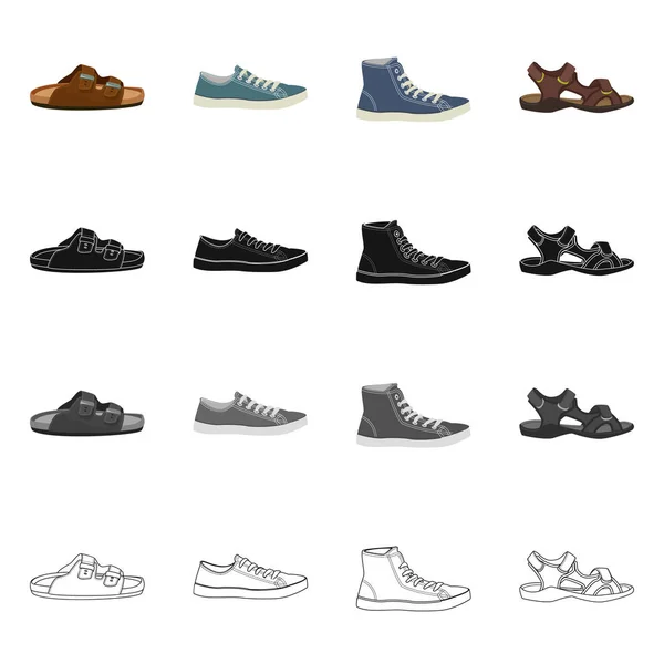 신발 및 신발 아이콘의 벡터 디자인입니다. 웹에 대 한 구두와 발 주식 기호 모음. — 스톡 벡터