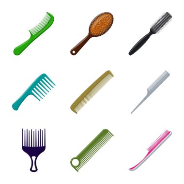 Vector design of brush and hair sign. Set of brush and hairbrush stock vector illustration. clipart