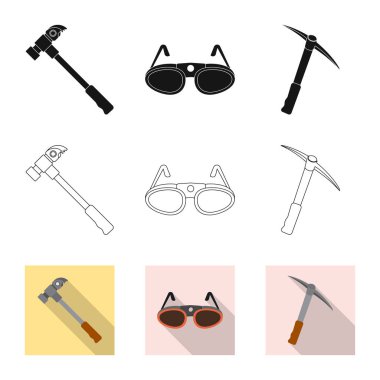 Dağcılık ve tepe simge vektör tasarımı. Dağcılık ve kamp stok vektör çizim.