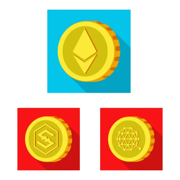 Diseño vectorial de criptomoneda e icono de moneda. Colección de criptomoneda y criptomoneda vector de stock ilustración . — Vector de stock