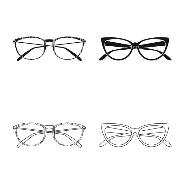 Objet isolé de lunettes et symbole de monture. Collection de lunettes et accessoire stock symbole pour web . — Image vectorielle