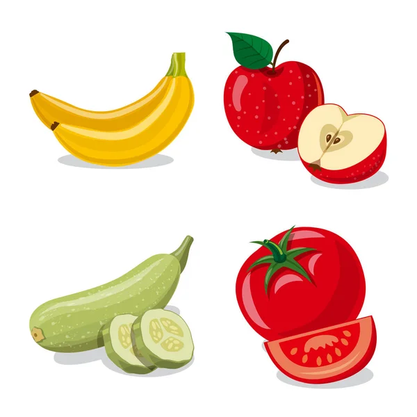 Illustrazione vettoriale del simbolo vegetale e della frutta. Set di icone vettoriali vegetali e vegetariane per brodo . — Vettoriale Stock