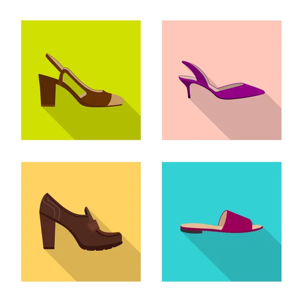 鞋类和女性图标的矢量插图。鞋类和足部股票矢量图集. — 图库矢量图片