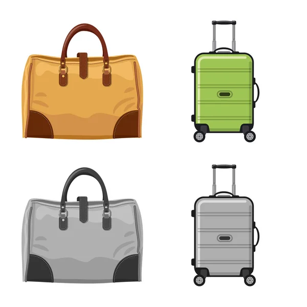 Vector illustration of suitcase and baggage sign. Collection of suitcase and journey vector icon for stock. — Stock Vector