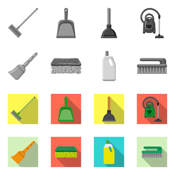 Objeto aislado de limpieza y logotipo de servicio. Juego de limpieza y símbolo de stock doméstico para web . — Vector de stock
