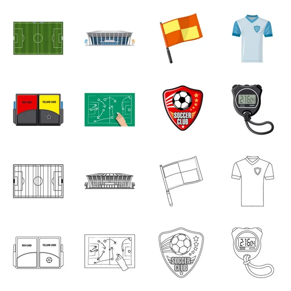 Векторный дизайн футбольного и шестеренчатого знака. Коллекция футбольных и турнирных фондовых символов для интернета . — стоковый вектор