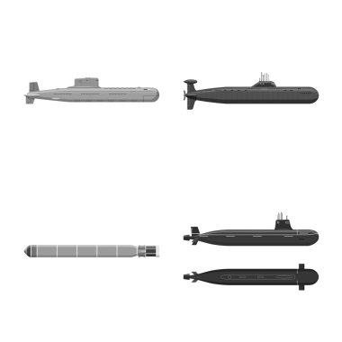 Ordu ve derin işareti vektör tasarımı. Stok için ordu ve nükleer vektör simgesi koleksiyonu.