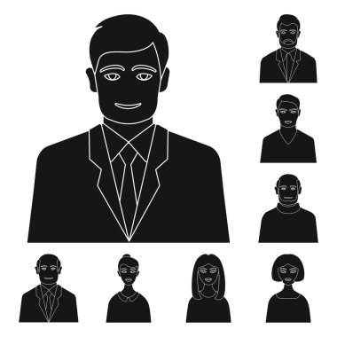 Fotoğraf ve karakter simgesinin vektör tasarımı. Fotoğraf ve yüz stok vektör illüstrasyon seti.