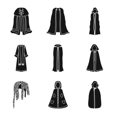 Kumaş ve giysi simgesi vektör tasarımı. Stok için kumaş ve giysi vektör simgesi koleksiyonu.