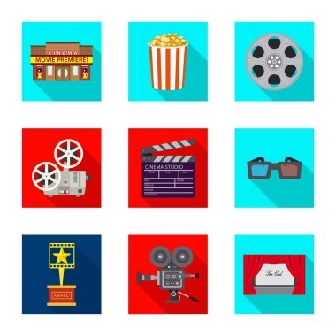 Televizyon ve filme sembolü vektör Illustration. Web için televizyon ve görüntüleme stok sembolü koleksiyonu.