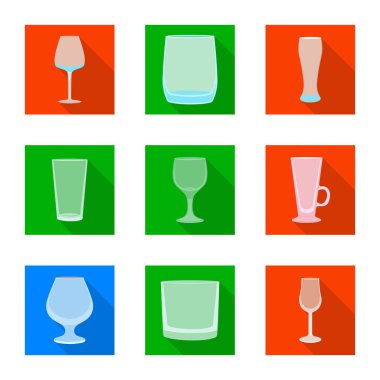 İçeceklerin vektör tasarımı ve restoran sembolü. Web için içecekler ve kutlama stok sembolü seti.