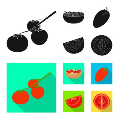 Sebze ve lezzetli sembolün vektör çizimi. Ağ için sebze ve doğal hisse senedi koleksiyonu.