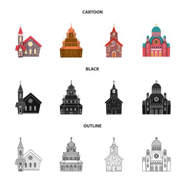 Tarikat ve tapınak sembolü izole nesne. Stok için kült ve bucak vektör simgesi koleksiyonu.