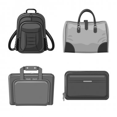 Bavul ve Bagaj işareti vektör tasarımı. Bavul ve yolculuk hisse senedi simgesi için web topluluğu.