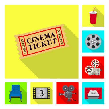 Televizyon ve filme logo vektör tasarımı. Televizyon ve hisse senedi için vektör simge görüntüleme kümesi.