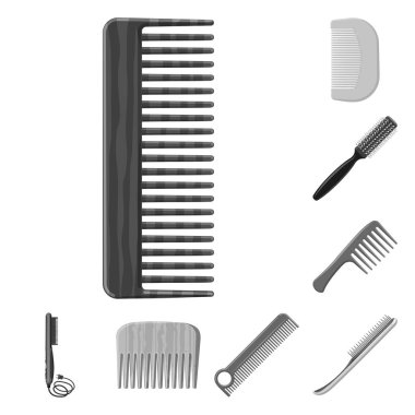 Fırça ve saç simge vektör tasarımı. Fırça ve saç fırçası hisse senedi vektör çizim topluluğu.