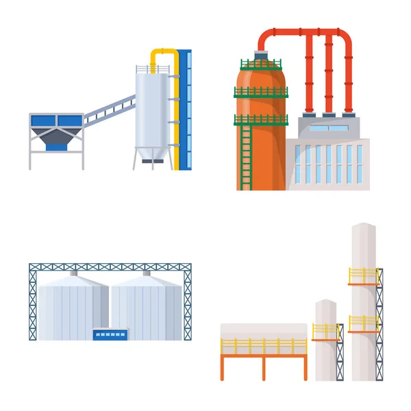 Objet isolé de l'industrie et du bâtiment signe. Ensemble d'illustration vectorielle de l'industrie et du stock de construction . — Image vectorielle