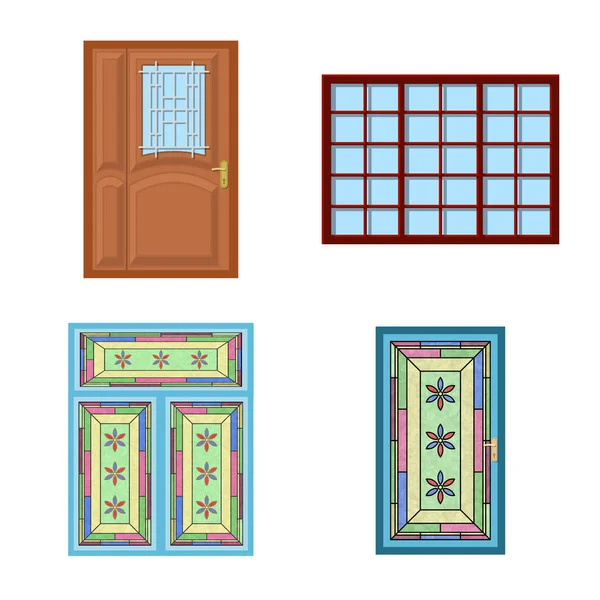 Design de vetores de porta e ícone frontal. Coleção de porta e madeira estoque vetor ilustração . — Vetor de Stock