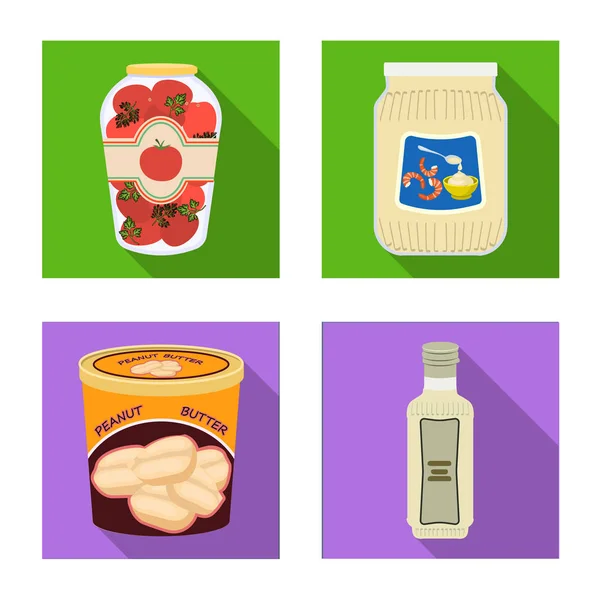Ilustração vetorial de lata e ícone de comida. Coleção de lata e pacote de símbolo de estoque para web . — Vetor de Stock
