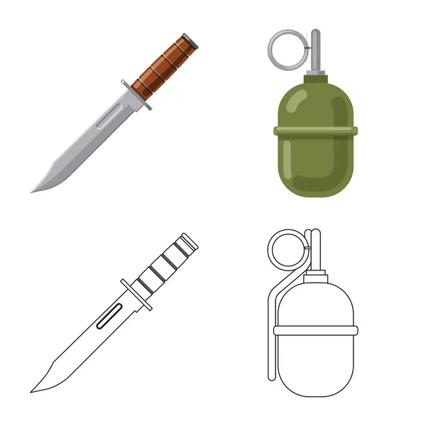 Illustration vectorielle du symbole d'arme et d'arme. Collecte d'armes et illustration vectorielle de stock militaire . — Image vectorielle