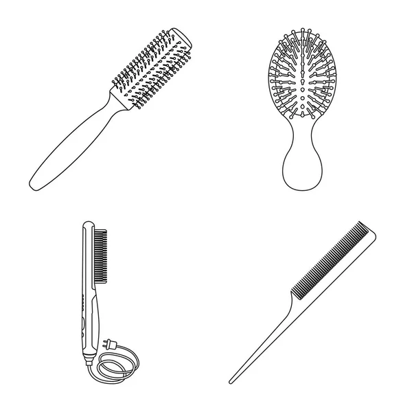 Illustration vectorielle du logo pinceau et cheveux. Collection de brosse et brosse à cheveux symbole de stock pour la toile . — Image vectorielle