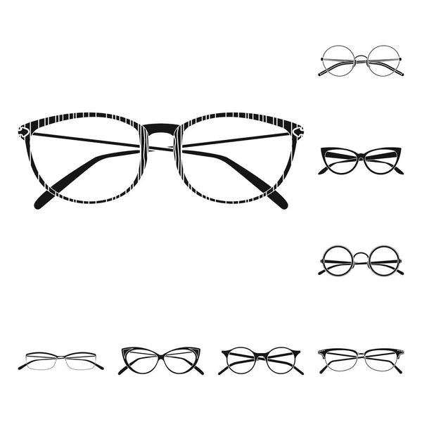 Ilustración vectorial de gafas e icono del marco. Conjunto de gafas y accesorio símbolo de stock para web . — Archivo Imágenes Vectoriales