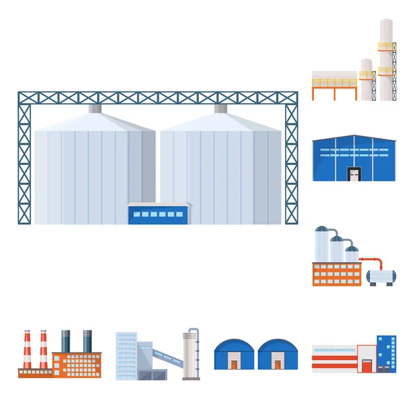 Illustrazione vettoriale dell'industria e dell'edilizia. Set di industria e costruzione stock simbolo per il web . — Vettoriale Stock