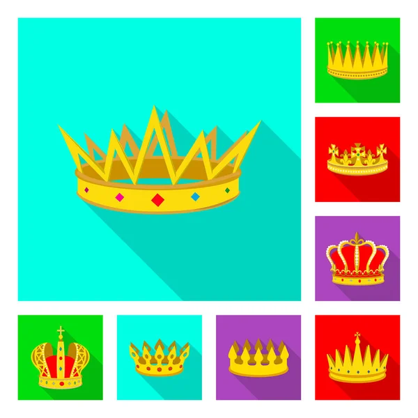 Vector ontwerp van middeleeuwse en adel ondertekenen. Set van middeleeuwse en monarchie aandelensymbool voor web. — Stockvector