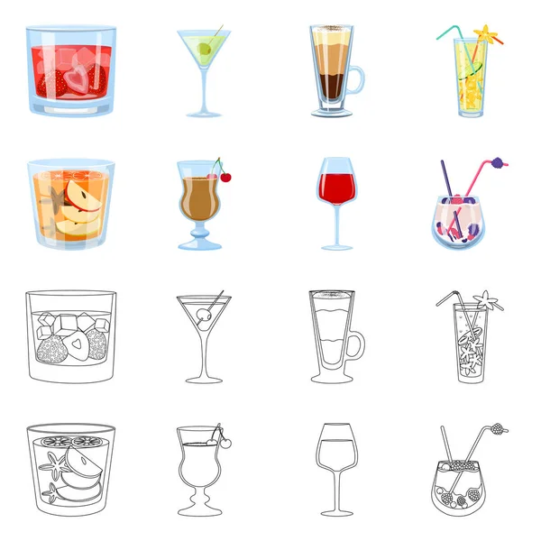 Ilustración vectorial de licor y símbolo del restaurante. Colección de licor y símbolo de stock de ingredientes para la web . — Archivo Imágenes Vectoriales