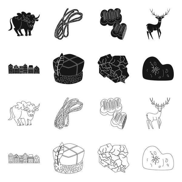 Objeto aislado del icono tradicional y turístico. Colección de símbolos de stock tradicionales y emblemáticos para la web . — Vector de stock