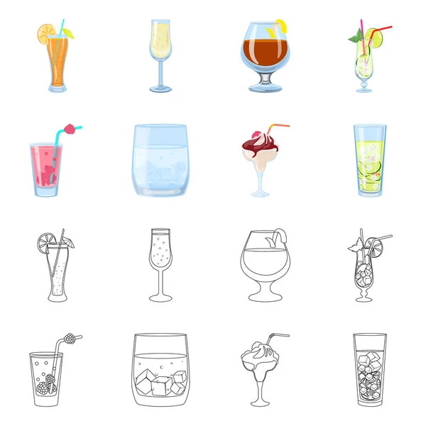 Objeto isolado de sinal de bebida e restaurante. Conjunto de licor e ingrediente estoque vetor ilustração . —  Vetores de Stock