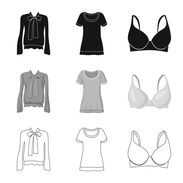 Objeto aislado de la mujer y el icono de la ropa. Colección de mujer y desgaste símbolo de stock para la web . — Vector de stock