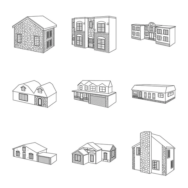 Progettazione vettoriale della città e segno di costruzione. Set di icone vettoriali di città e proprietà per magazzino . — Vettoriale Stock